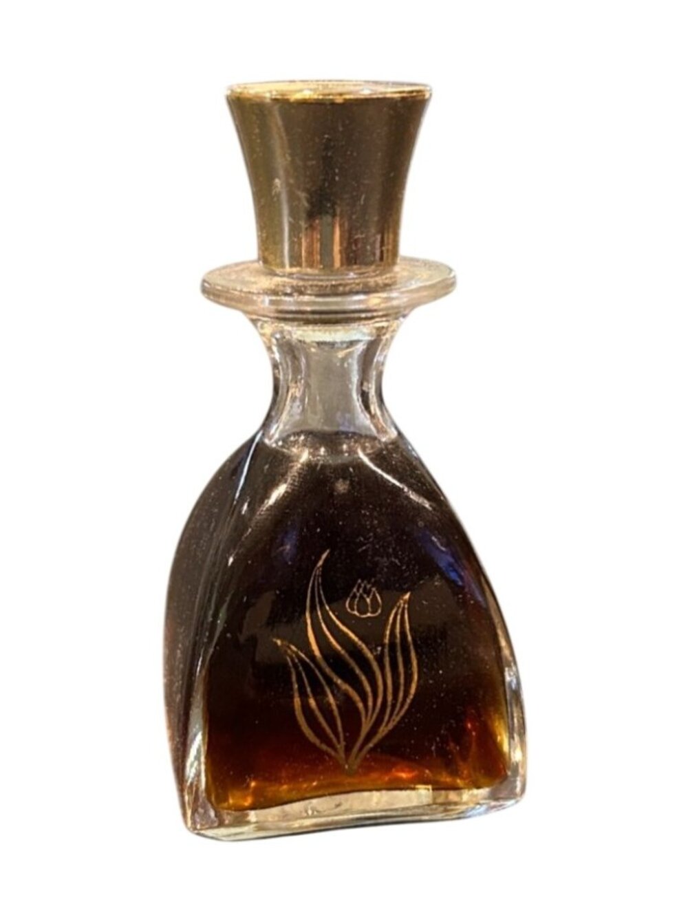 Avon Rapture Skin-So-Soft Oil Vintage Perfume Bottle 1 Fl. Oz Gold Tulip Design